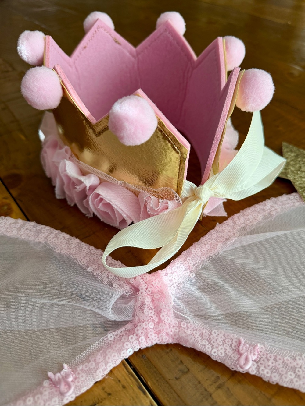 Girls Fairy Princess Pink Tulle Dress with crown/wings/wand - Picture 7 of 16
